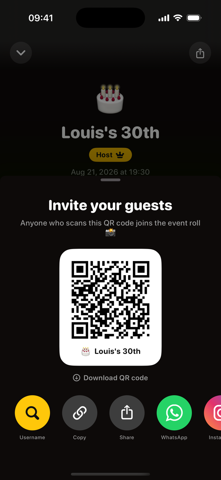 Cliché event invite with QR code